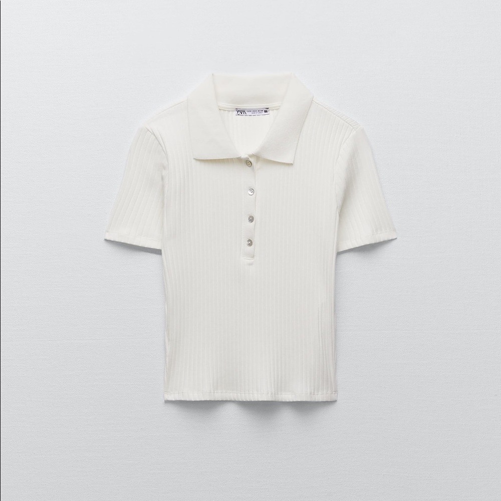 Zara ribbed collared polo shirt